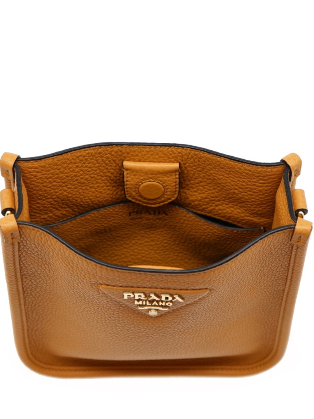 Prada Shoulder Bag Guitar Strap Light Brown Leather Small 1BH191 New - Picture 7 of 8